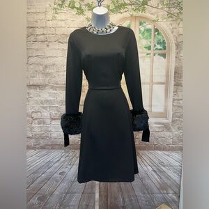 Size 8 Calvin Klein CLASSIC A-LINE Dress w/Fur Cuffs